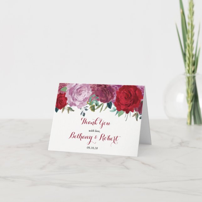 Carte De Remerciements La collection de Mariages floraux romantiques (Devant)