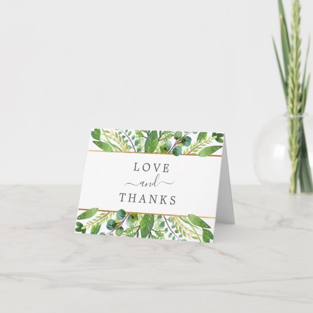Carte De Remerciements La Collection Mariage Verdure & Or (Devant)