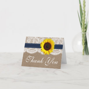 Carte De Remerciements La collection rustique de mariage de tournesol -