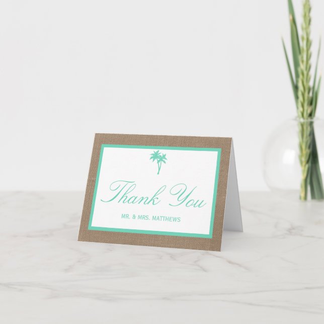 Carte De Remerciements La collection Tropical Palm Tree Beach Wedding (Devant)