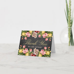 Carte De Remerciements La collection Vintage de Mariages en damier floral
