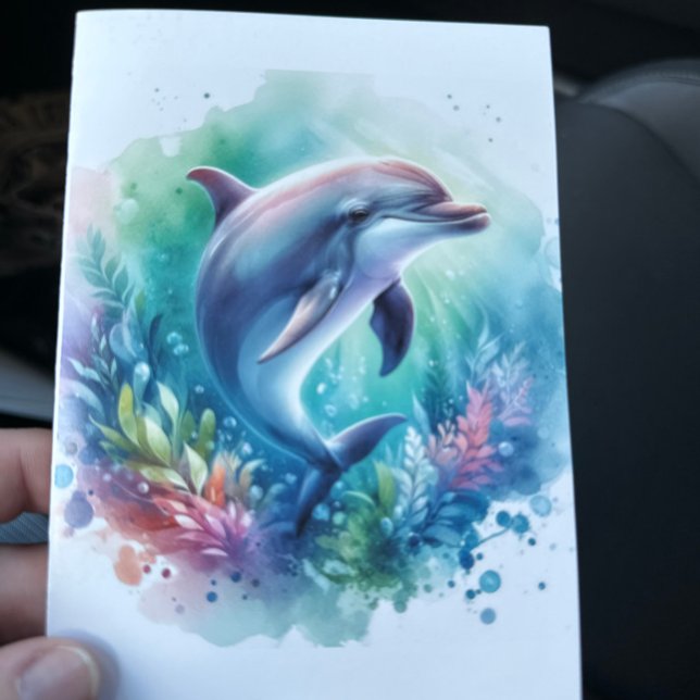 Carte De Remerciements La côte sous le dauphin de mer (Dolphin Under the Sea Coastal Beach Notecard Stationery)