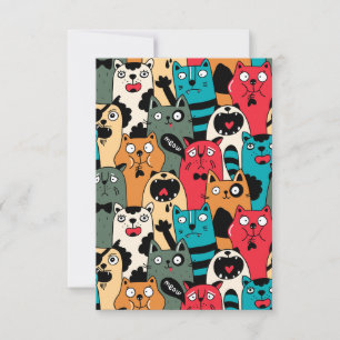 Carte De Remerciements La Crowd of cats
