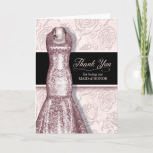 Carte De Remerciements La femme d'honneur rose pâle