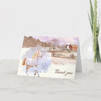 Carte De Remerciements La ferme hivernale Horse