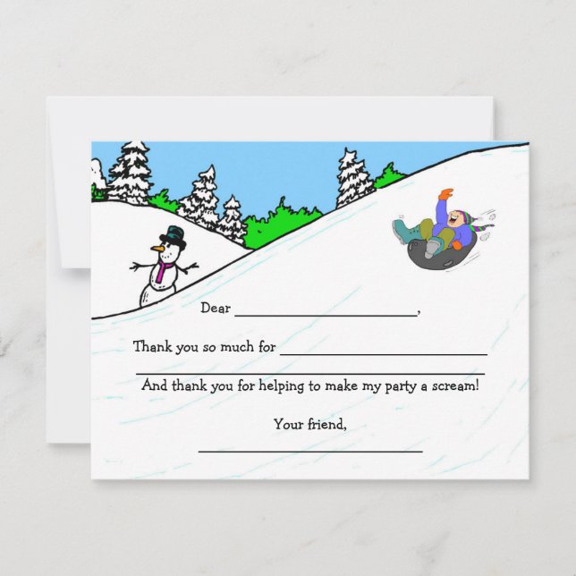 Carte De Remerciements La fête d'anniversaire de tuyauterie de neige vous (Devant)
