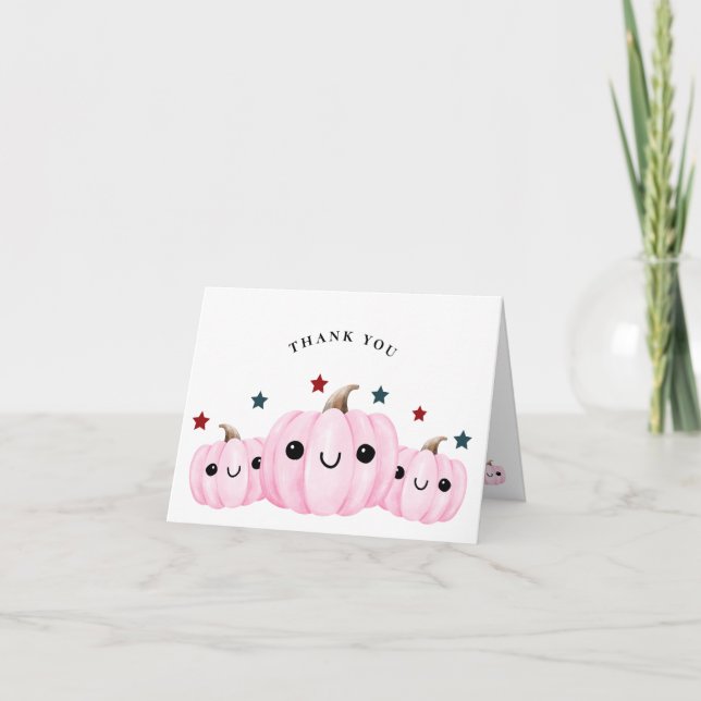 Carte De Remerciements La Jolie Citrouille Est En Route | Baby shower d'H (Devant)