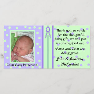 Carte De Remerciements La jolie photo de bébé de pois vous remercient des