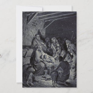 Carte De Remerciements La Nativité par Gustave Doré Encre victorienne de