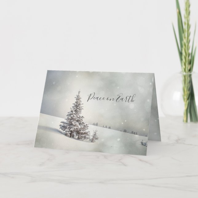 Carte De Remerciements La Paix Sur Terre | Noël du paysage neigeux (Devant)