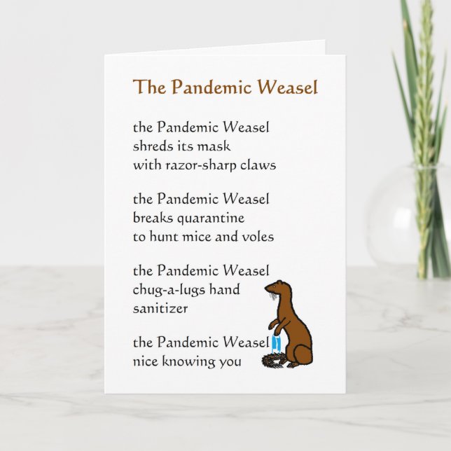 Carte De Remerciements La Pandémie Weasel Une Pensée Drôle De Vous Poème (Devant)