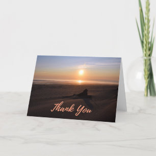 Carte De Remerciements La plage de Fort Stevens au coucher du soleil Cart