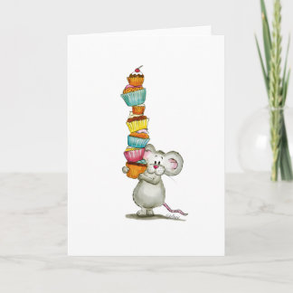 Carte De Remerciements La souris mignonne porte des petits gâteaux - par