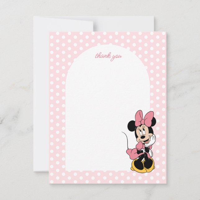 Carte De Remerciements La souris Minnie de Disney | Baby shower Poka Dot (Devant)