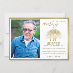 CARTE DE REMERCIEMENTS LA SYMPATHIE DE L'ARBRE DE LA CHUTE D'OR LUXE