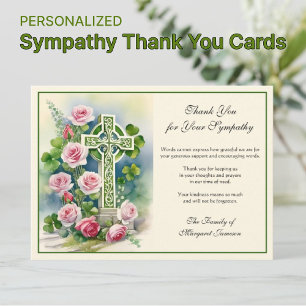 Carte De Remerciements La sympathie des Shamrocks de la Croix Celte irlan