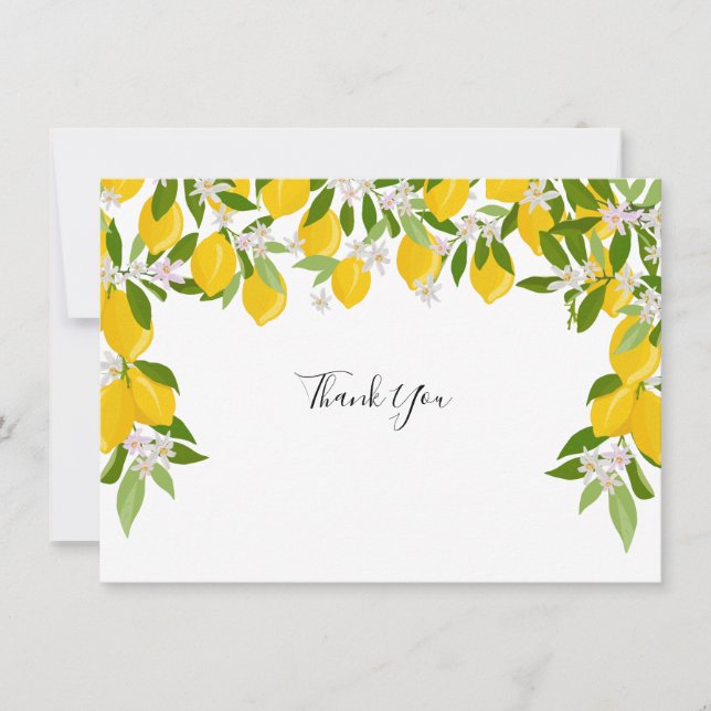 Carte De Remerciements La verdure des fleurs de citron (Devant)