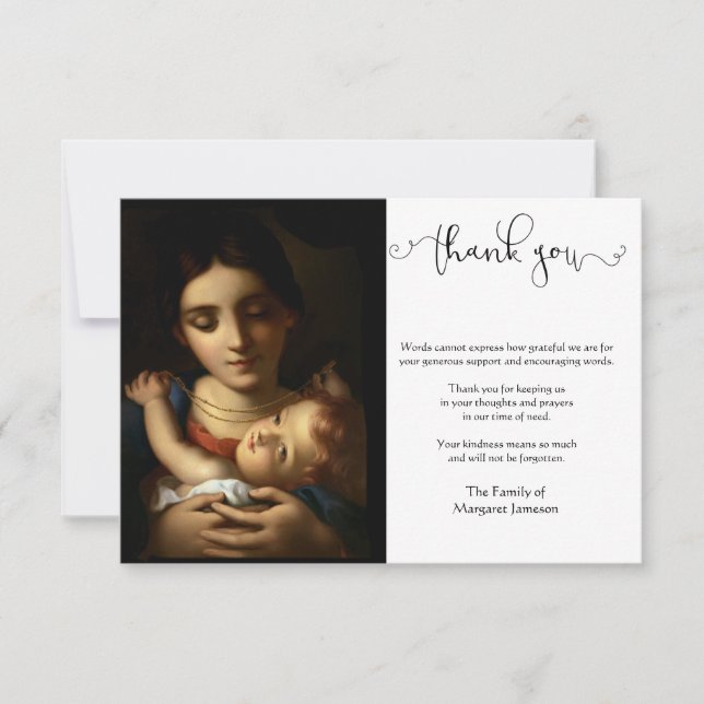 Carte De Remerciements La Vierge catholique Marie Jésus-Christ (Devant)