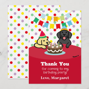 Carte De Remerciements Labradors noir et jaune personnalisés Anniversaire