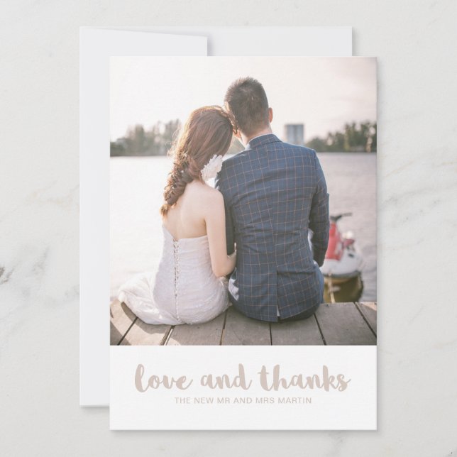 Carte De Remerciements Lace Look Mariage Love and Thanks Photo (Devant)