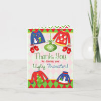 Carte de remerciements laid de chandail de Noël