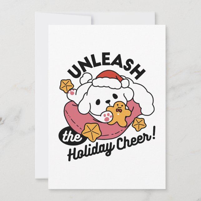 Carte De Remerciements Laisser la joie des fêtes - Noël de chien mignon (Devant)