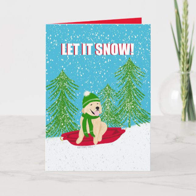 Carte De Remerciements Laisser neiger Golden Retriever Christmas Card (Devant)