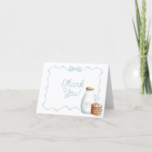 Carte De Remerciements Lait et biscuits Baby shower bleu