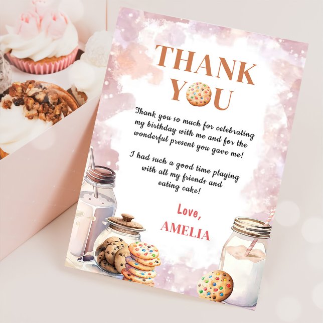 Carte De Remerciements Lait Et Cookies Anniversaire (Créateur téléchargé)