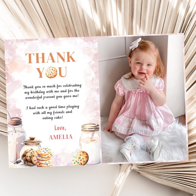 Carte De Remerciements Lait Et Cookies Photo Anniversaire (Créateur téléchargé)