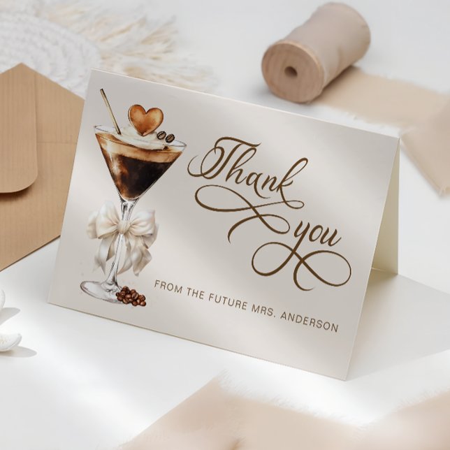 Carte De Remerciements L'amour est dans la coupe Mariage Espresso Martini (Créateur téléchargé)