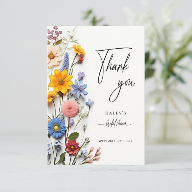 Carte De Remerciements L'amour est en fleurs Réception de mariage florale (Debout devant)