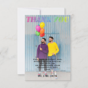 Carte De Remerciements L'amour gagne la photo d'arc-en-ciel d'aquarelle