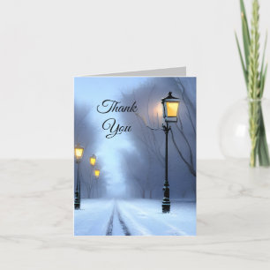 Carte De Remerciements Lampes de rue brillant Pays des merveilles hiverna