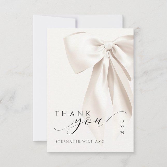 Carte De Remerciements Lancement de mariage au nœud blanc (Devant)