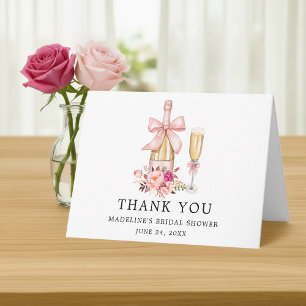 Carte De Remerciements Lancement de mariage aux roses roses à l'aquarelle