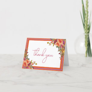 Carte De Remerciements Lancement de mariage floral aquarelle fuchsia