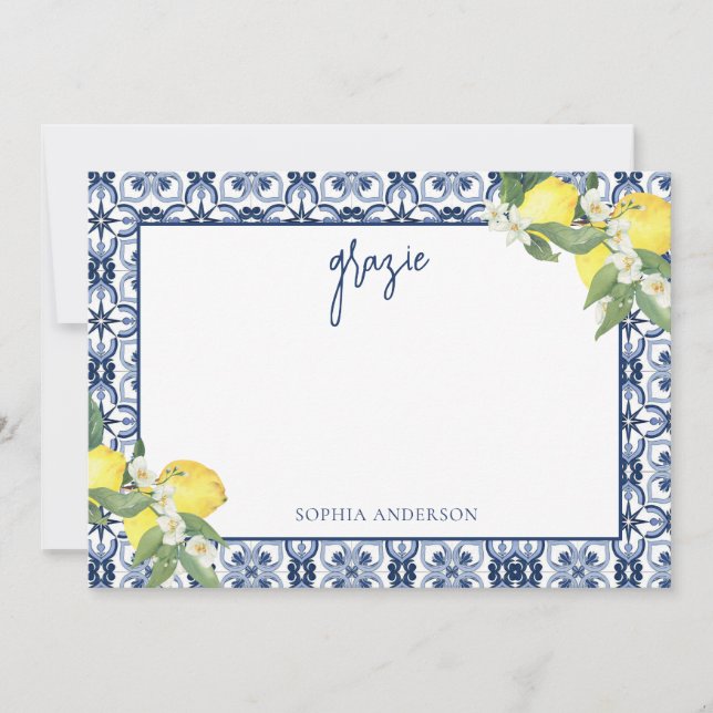 Carte De Remerciements Lancement de Mariée au Citron Aquarelle Positano (Devant)