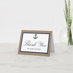 Carte De Remerciements L'Ancre De La Marine Sur La Collection De Mariages