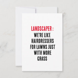 Carte De Remerciements Landscaper Nous sommes comme des coiffeurs pour pe