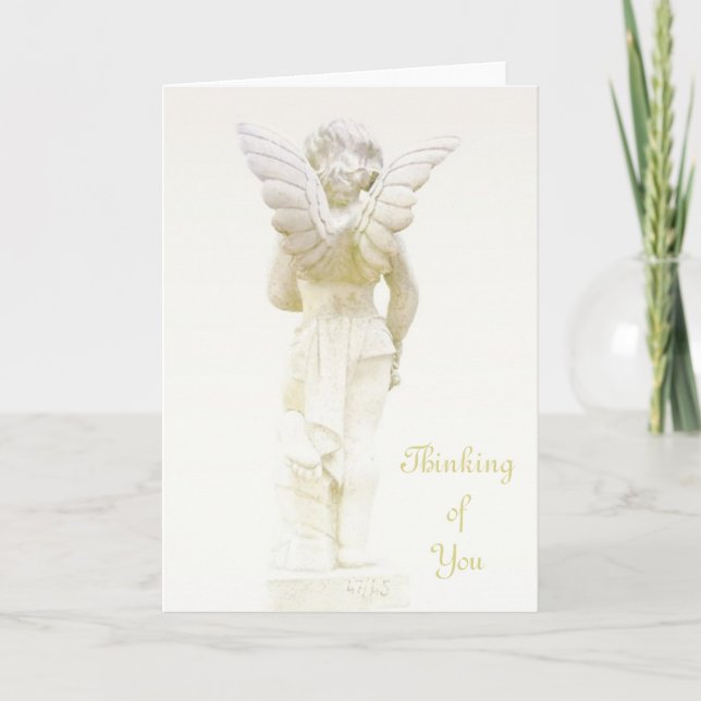 Carte De Remerciements L'ange blanc croisé saint d'ange pensant à vous (Devant)