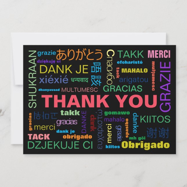 Carte De Remerciements Languages de Many Colorful (Devant)