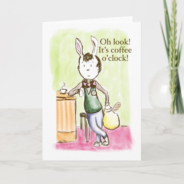 Carte De Remerciements Lapin de café (Devant)