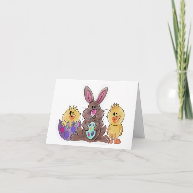 Carte De Remerciements Lapin de Pâques et amis (Devant)