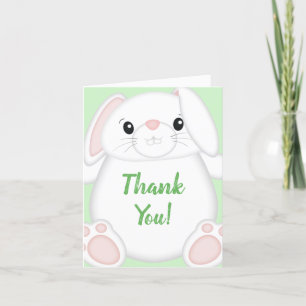 Carte De Remerciements Lapin Lapin Baby shower Vert