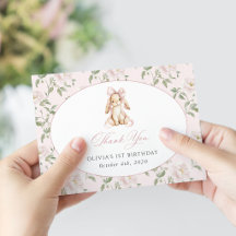 Lapin Mignon, Nœud Rose, Fleurs Roses, Premier Ann