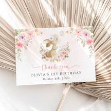 Lapin, Papillon, Fleurs Roses, Premier Anniversair