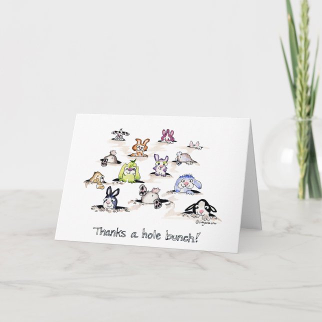 Carte De Remerciements Lapins : Remercie un groupe de trou (Devant)