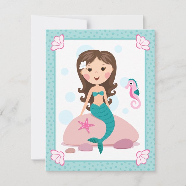 Carte De Remerciements L'appartement mignon de petite fille de sirène (Devant)