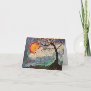 Carte De Remerciements L'aquarelle d'un arbre de souhaits